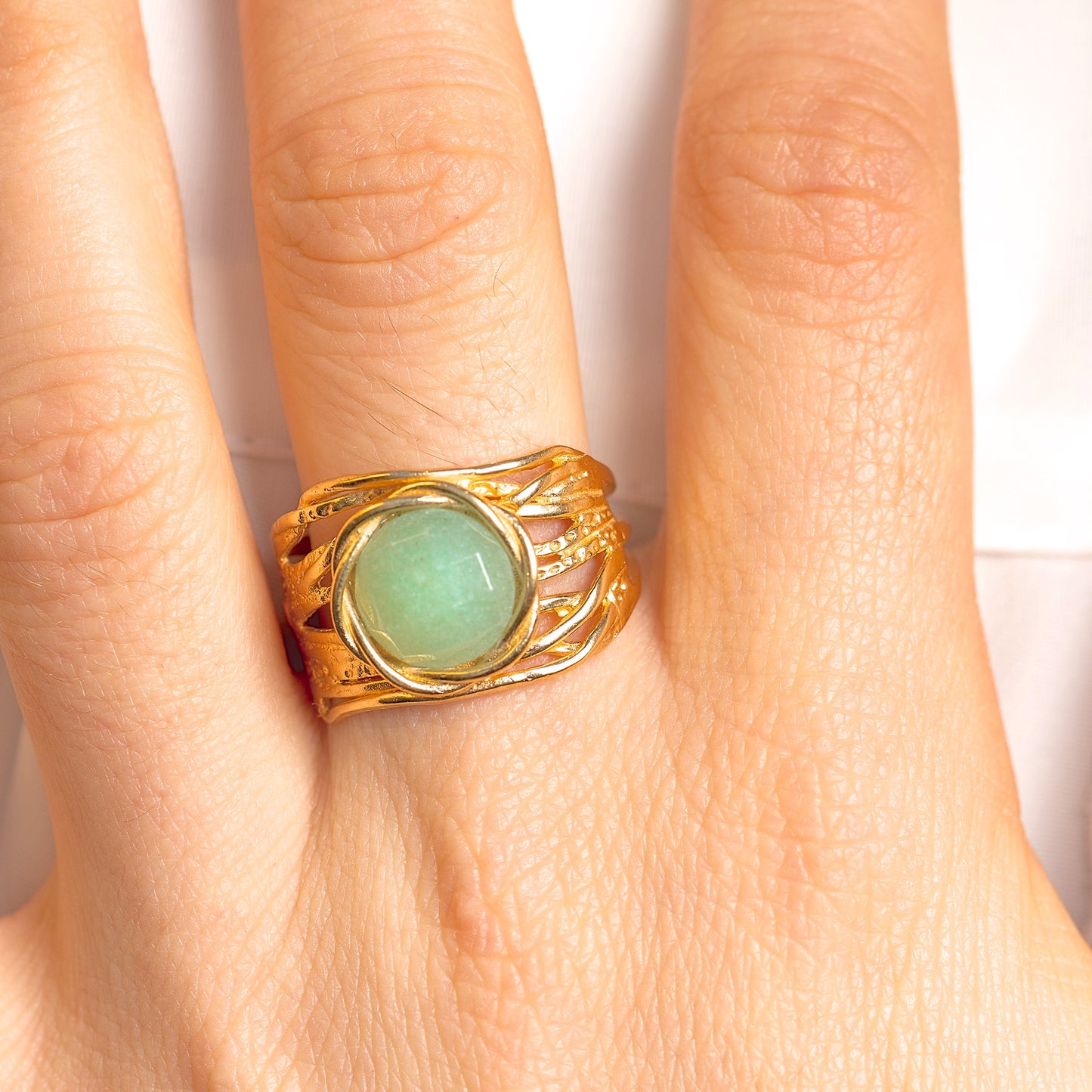 Big stone gold ring, Statement ring