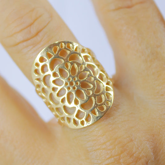 Long ring, Carved gold plating ring