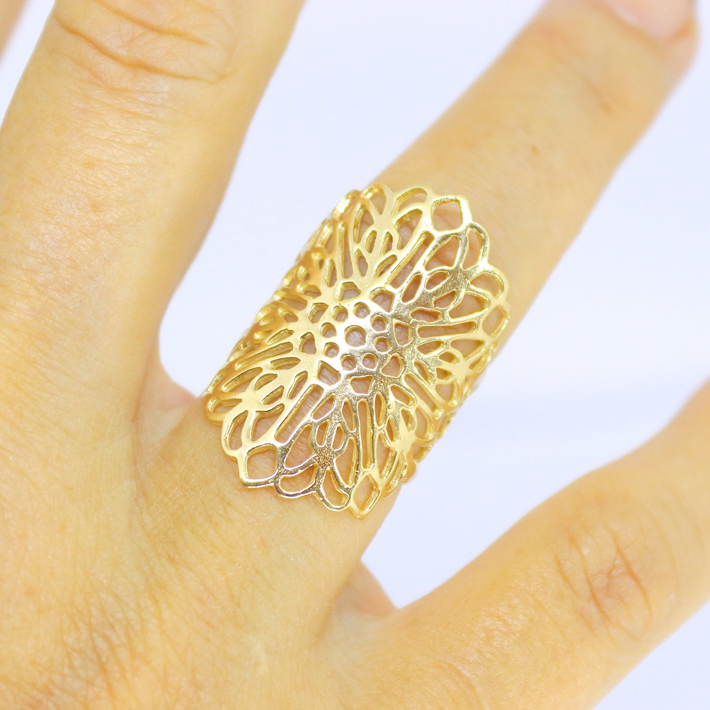 Flower 14K gold ring, 14k solid gold ring