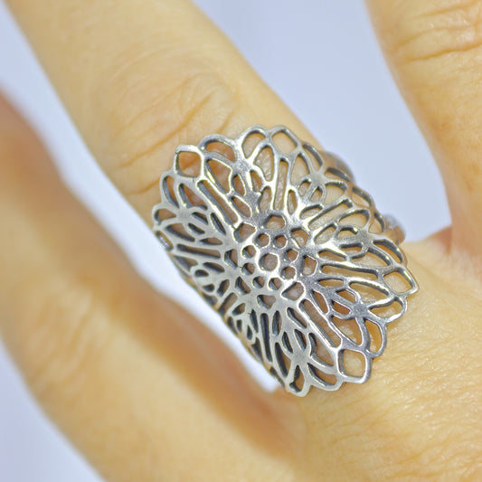 Long statement sterling silver 925 ring