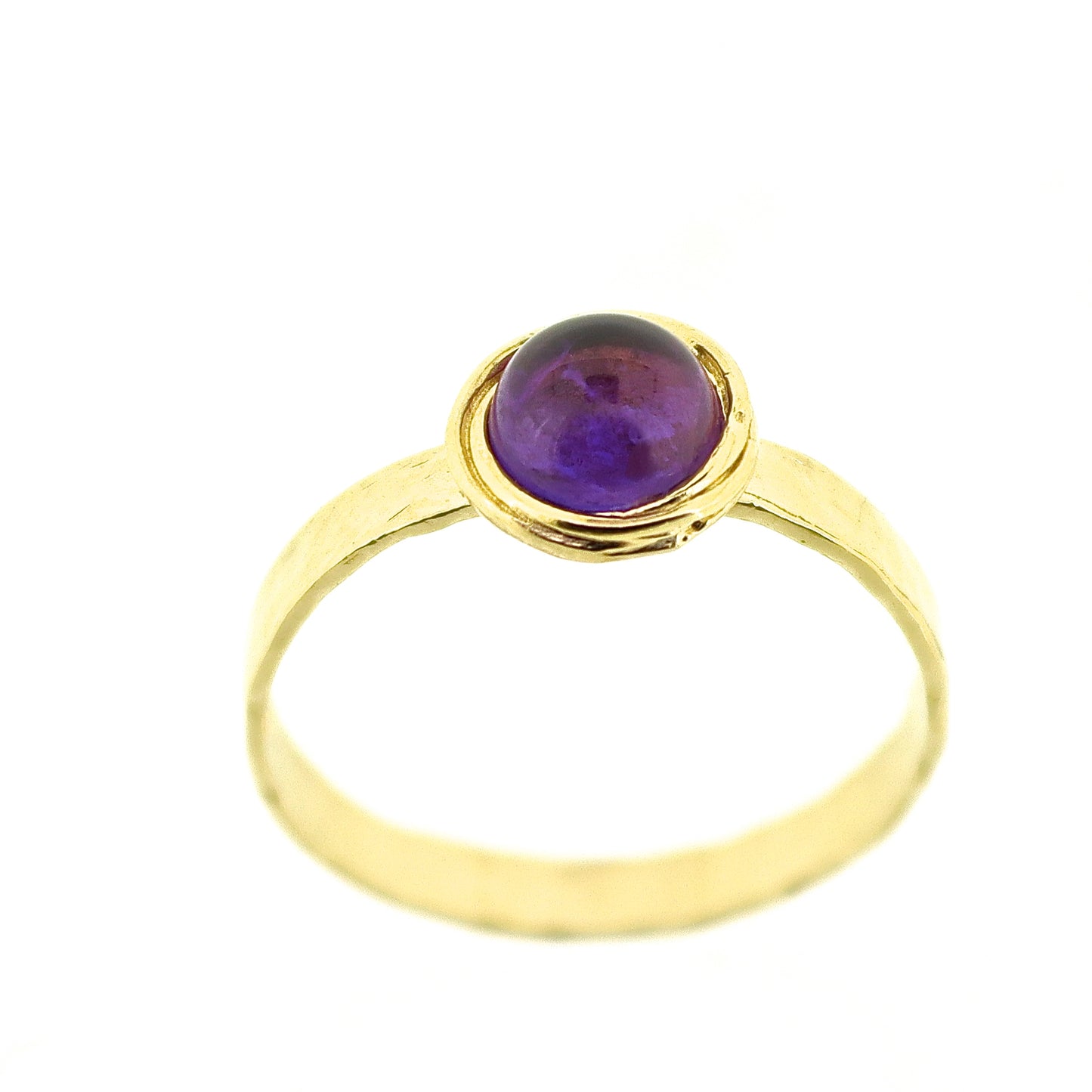 Garnet gold ring, Red stone solid 14k gold ring band, Hammered gold ring