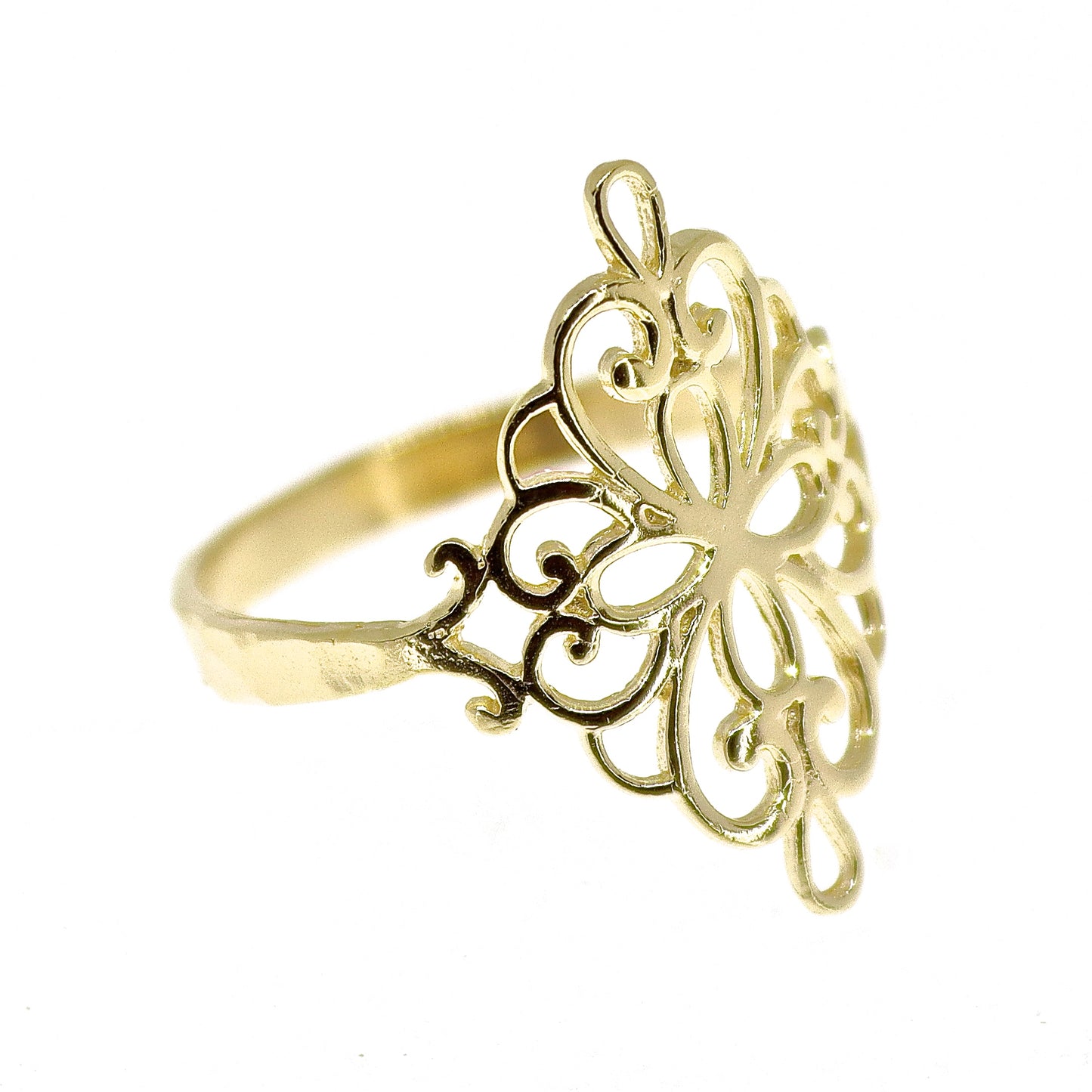 Victorian filigree 14K solid gold ring for women