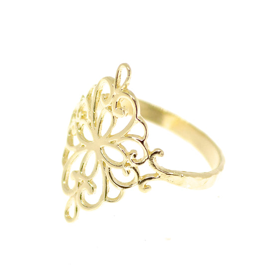 Victorian filigree 14K solid gold ring for women