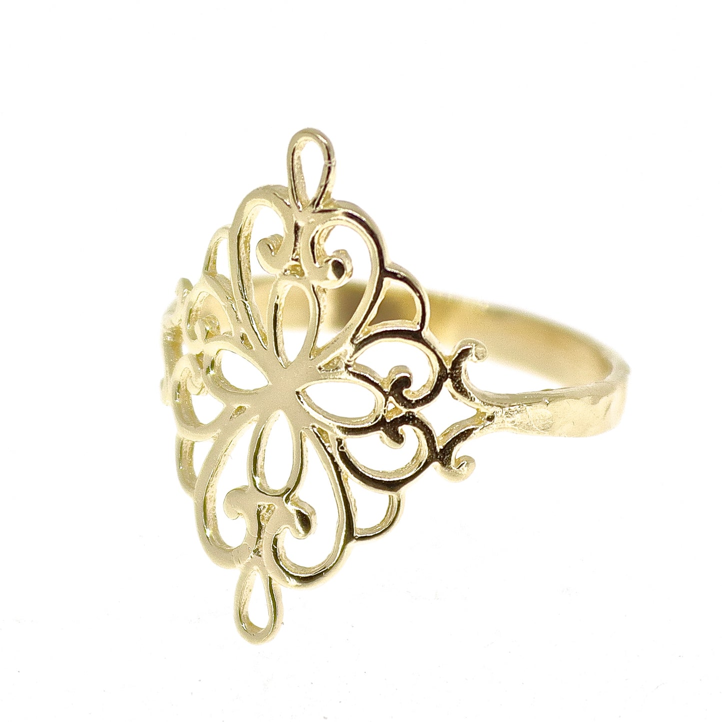 Victorian filigree 14K solid gold ring for women