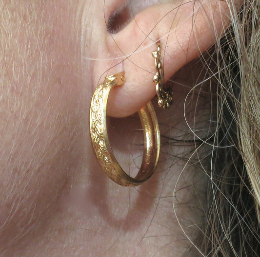 Gold braided hoop earrings for women, Vintage style hoop earrings, Circle hoops, Everyday earrings, Classic hoop earrings