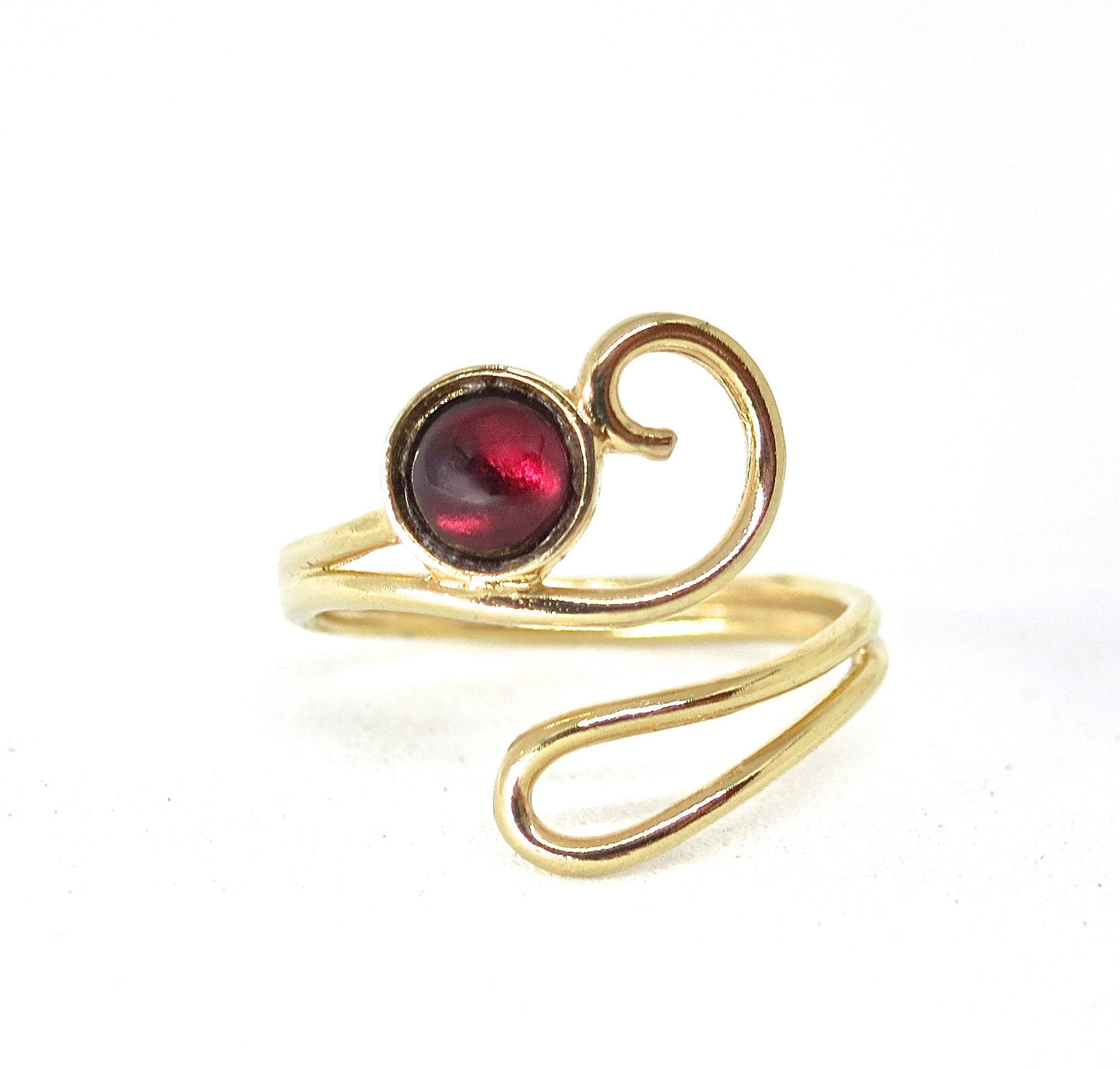 Boho Garnet Ring: Solid 14K Adjustable Gold, Unique Women's Ring