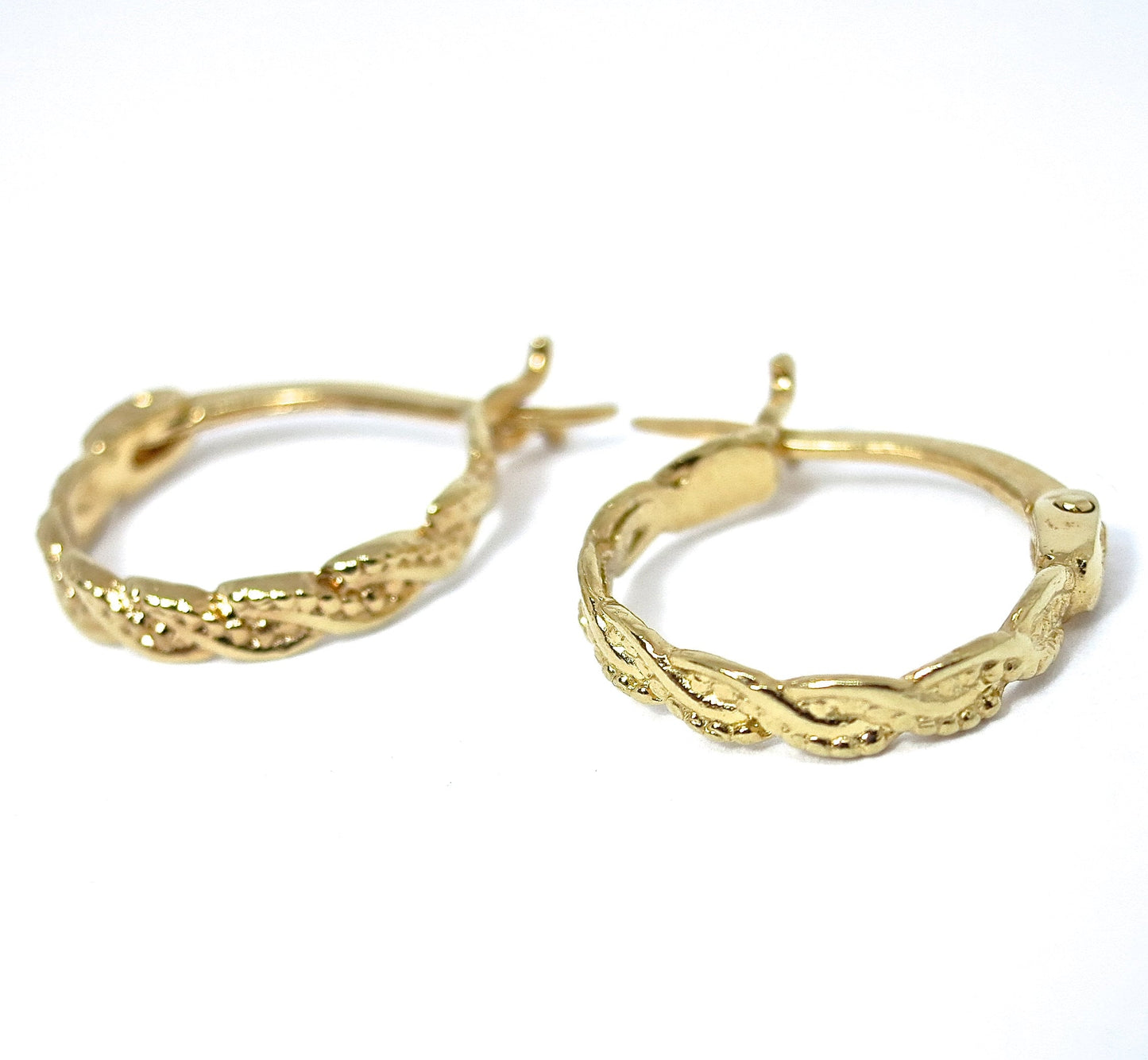 Solid 14k gold hoop earrings, Huggie 14k gold hoops