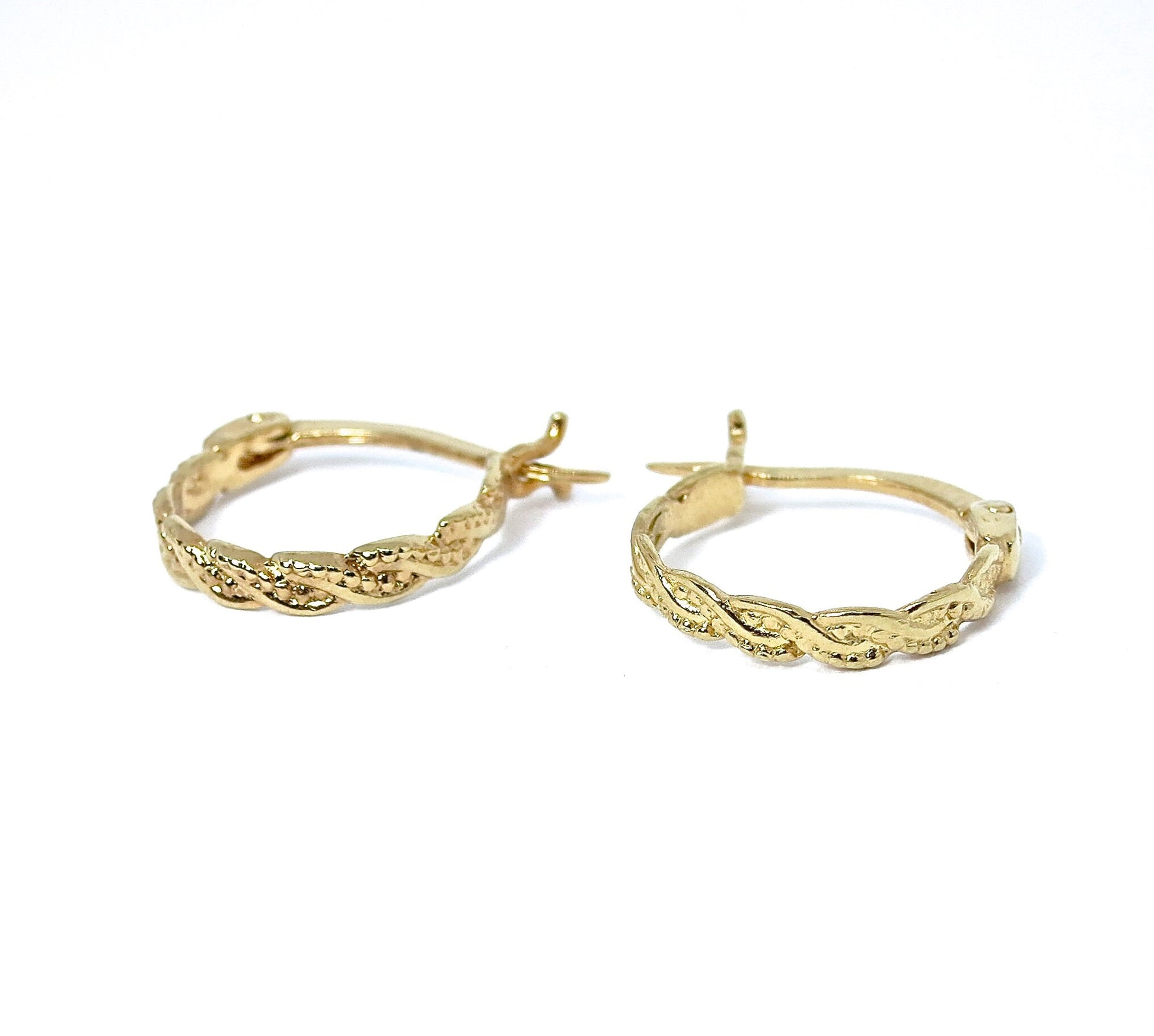Solid 14k gold hoop earrings, Huggie 14k gold hoops