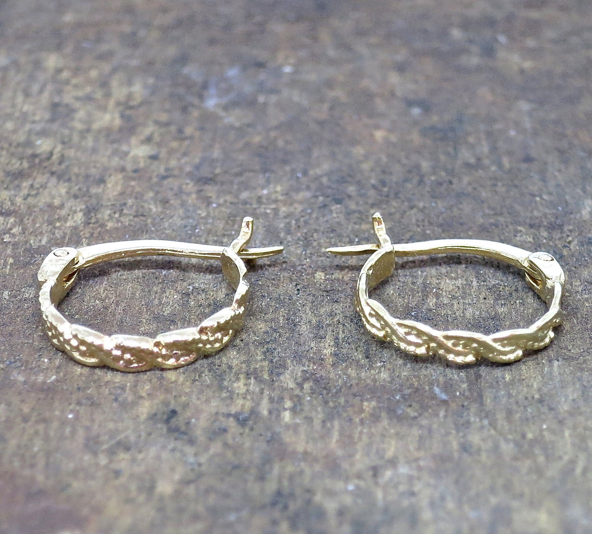 Solid 14k gold hoop earrings, Huggie 14k gold hoops