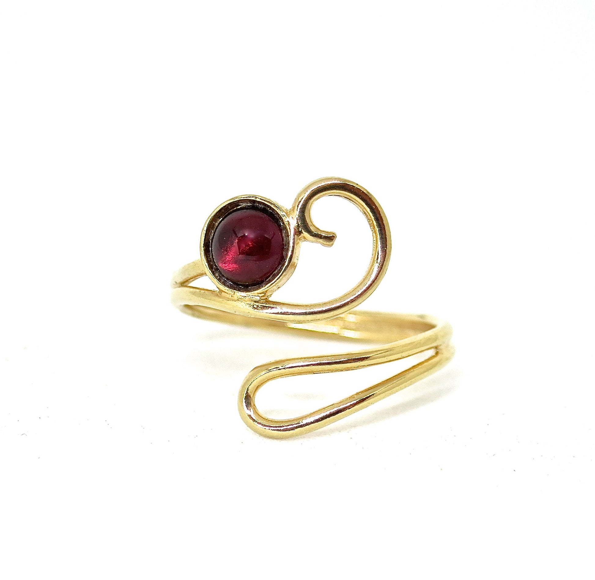 Boho Garnet Ring: Solid 14K Adjustable Gold, Unique Women's Ring