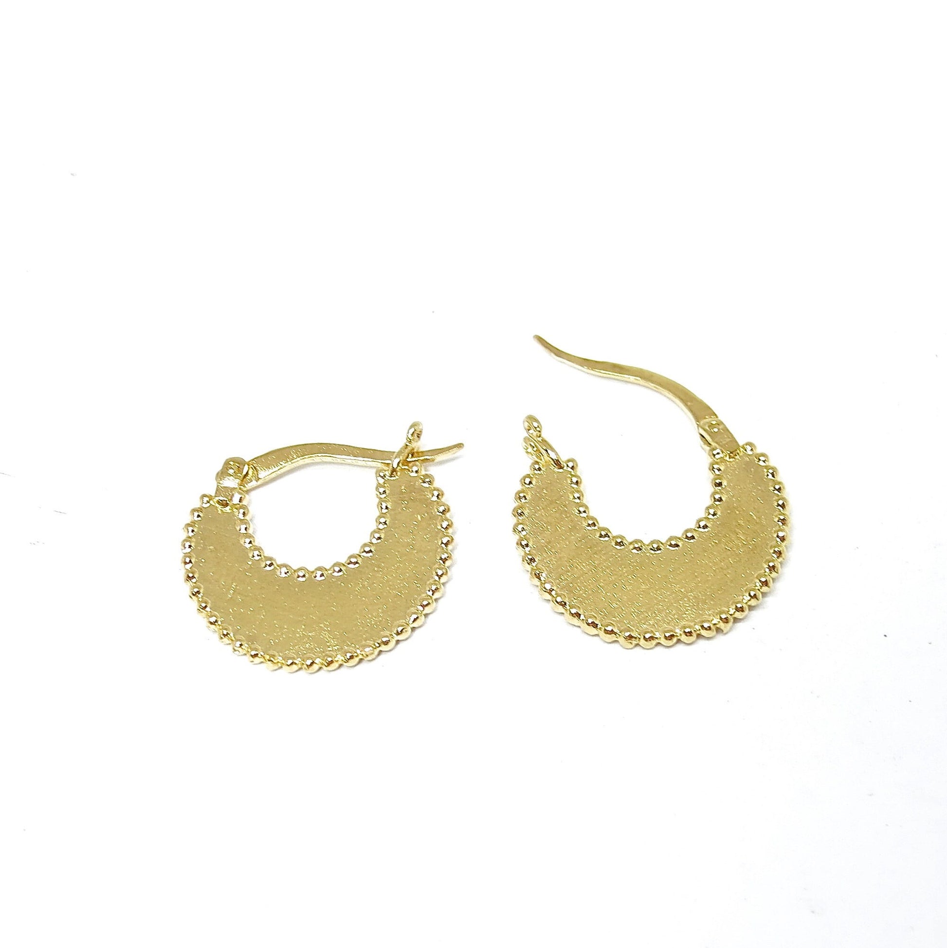 Solid 14k gold Crescent hoop earrings