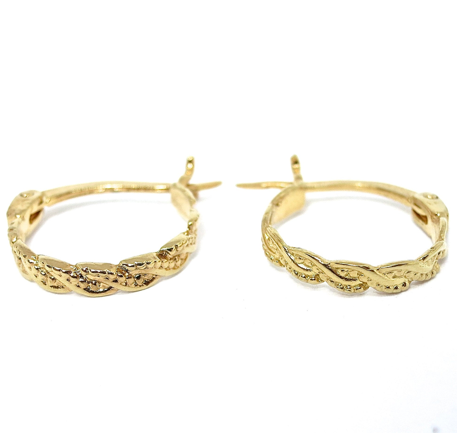Solid 14k gold hoop earrings, Huggie 14k gold hoops