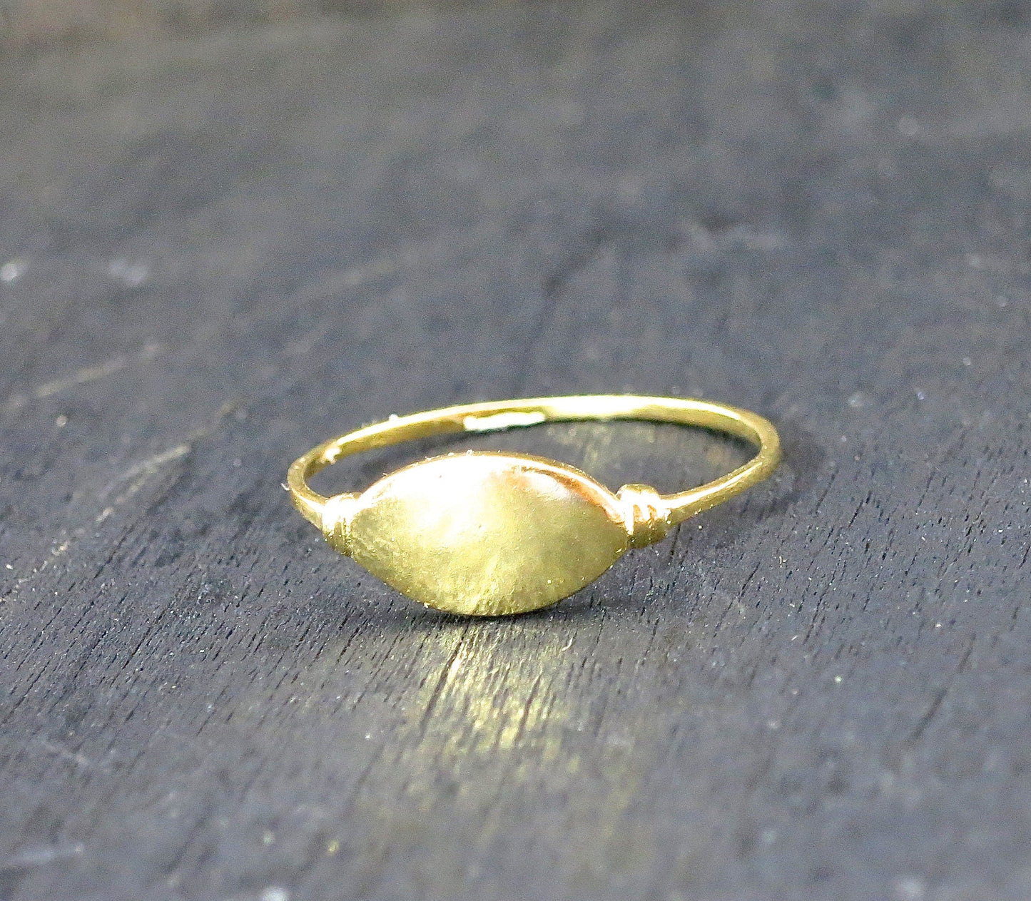 Signet solid 14k gold ring band