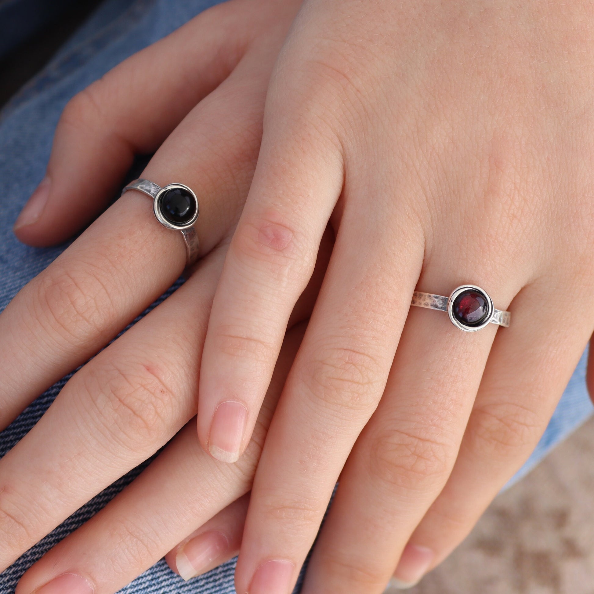 Black Onyx ring, Solid 14k gold ring band
