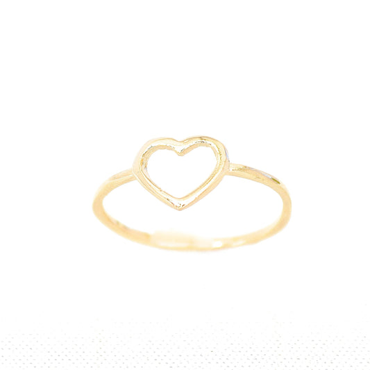 14K solid gold heart ring, open heart ring band