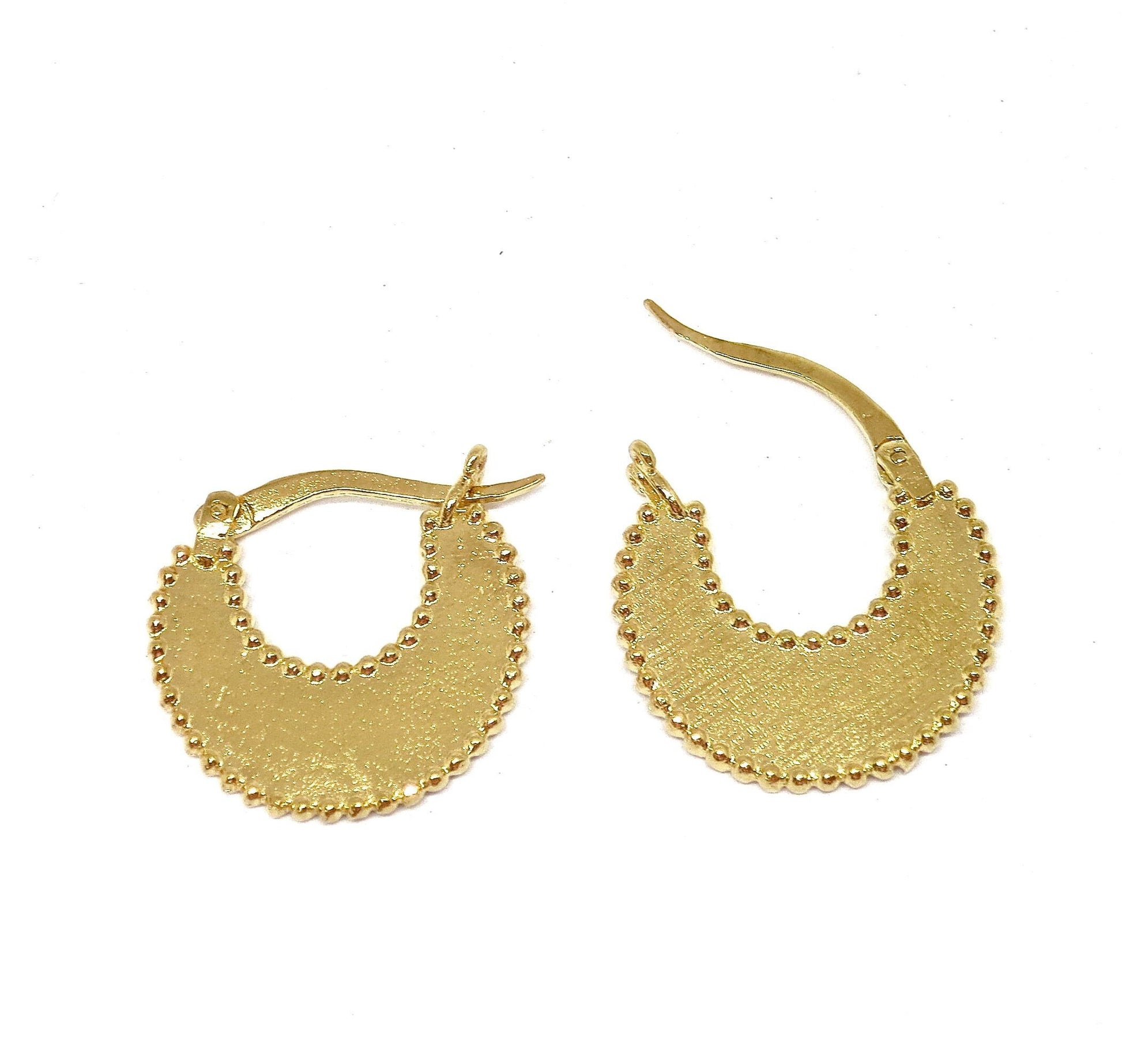 Solid 14k gold Crescent hoop earrings