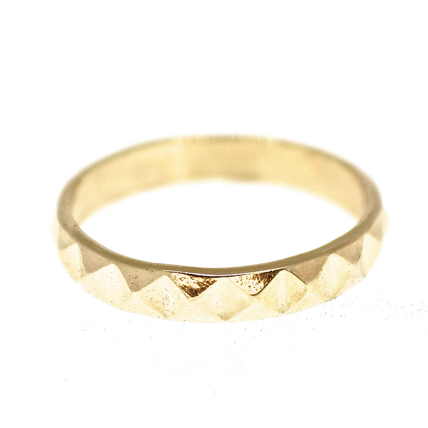 Solid 14k gold ring band, Pattern gold ring