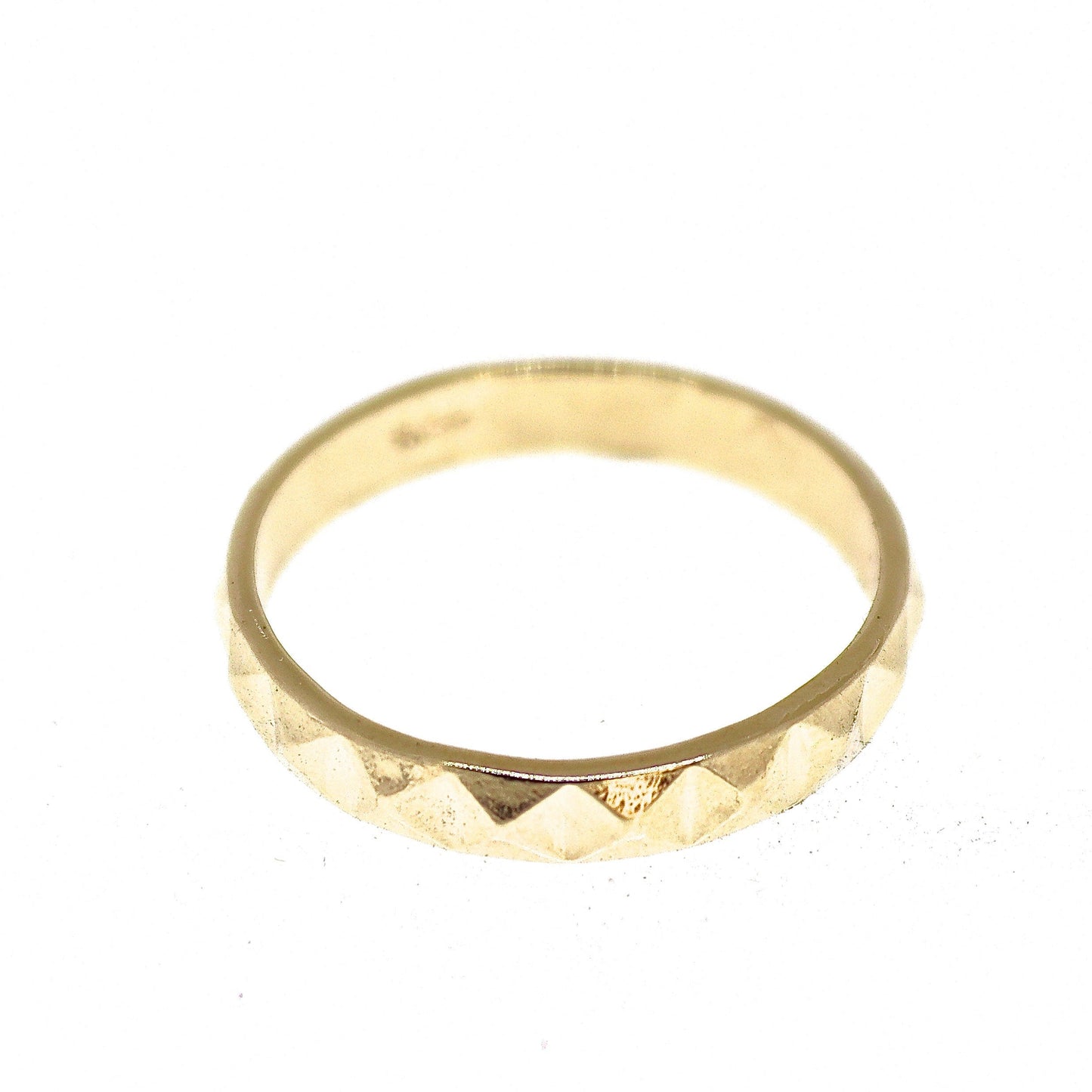 Solid 14k gold ring band, Pattern gold ring