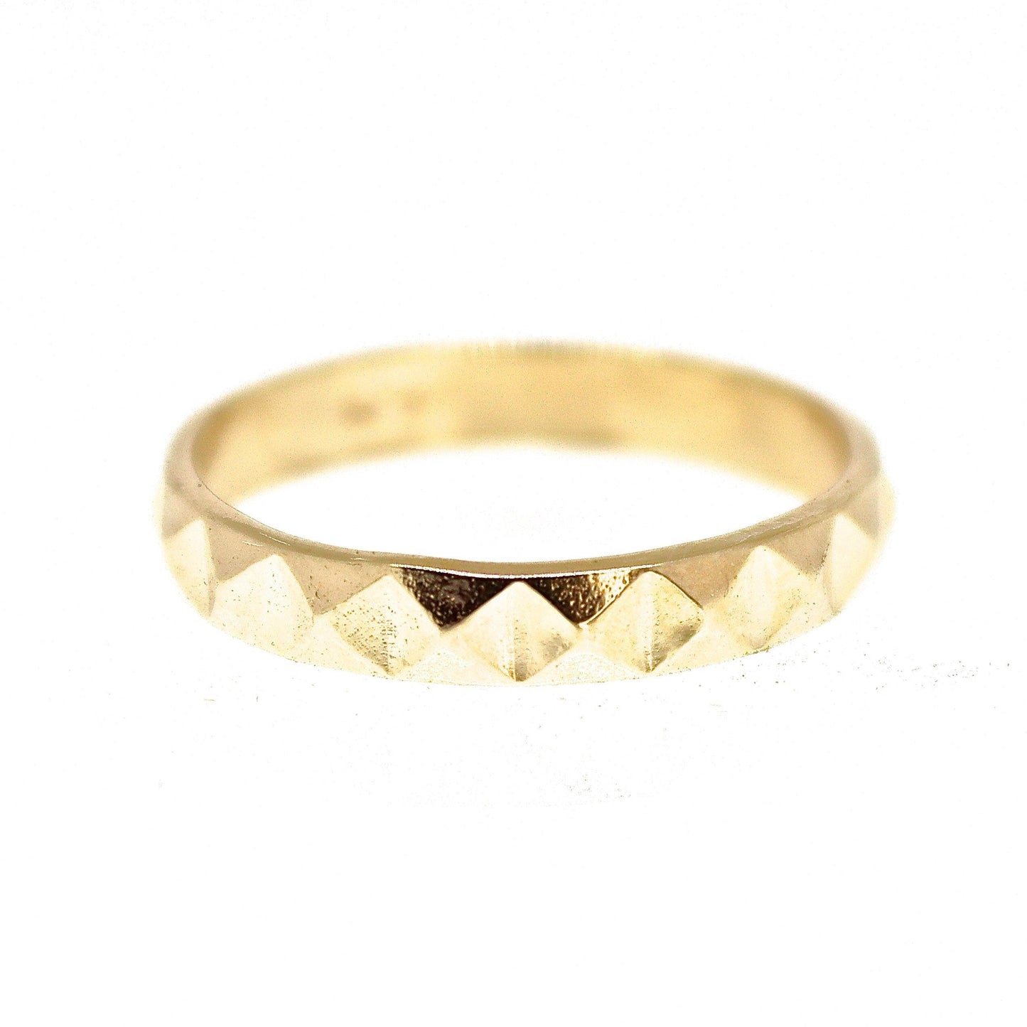 Solid 14k gold ring band, Pattern gold ring