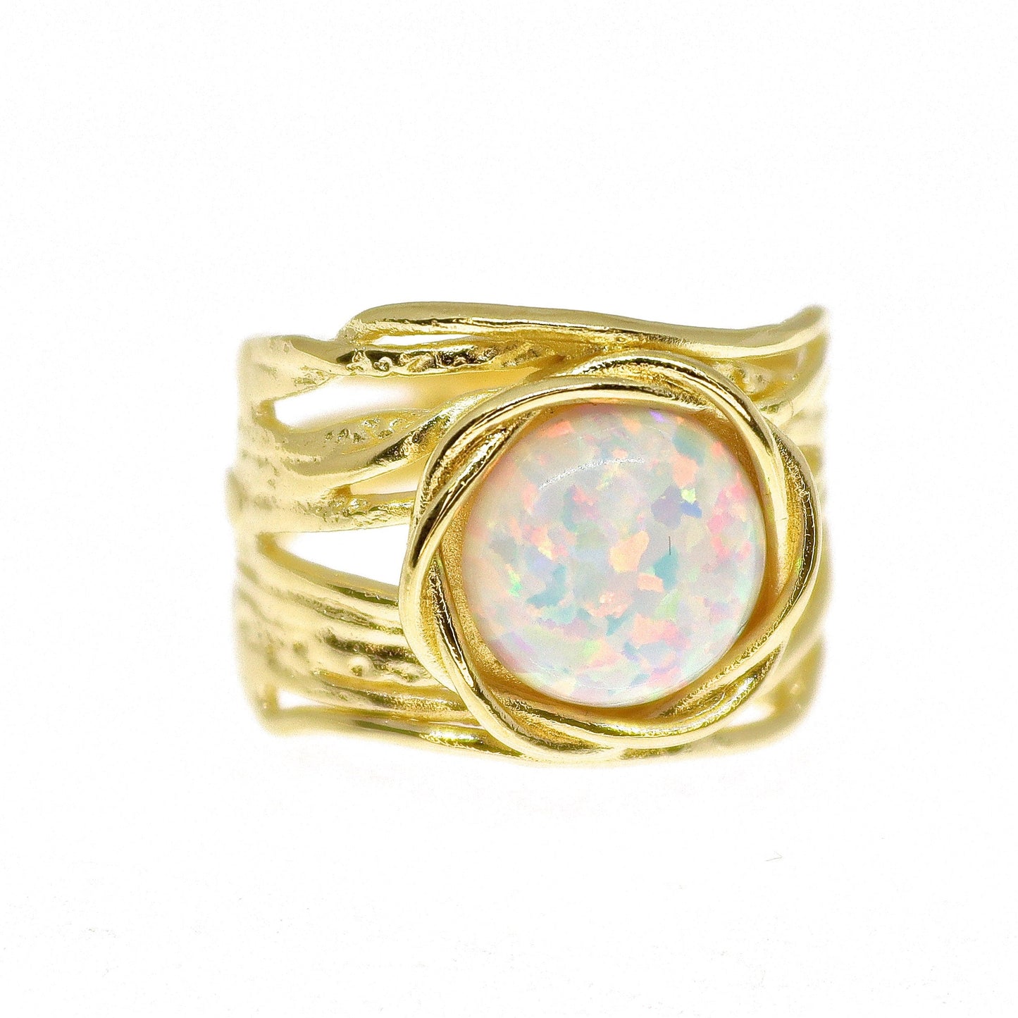 Big stone gold ring, Statement ring