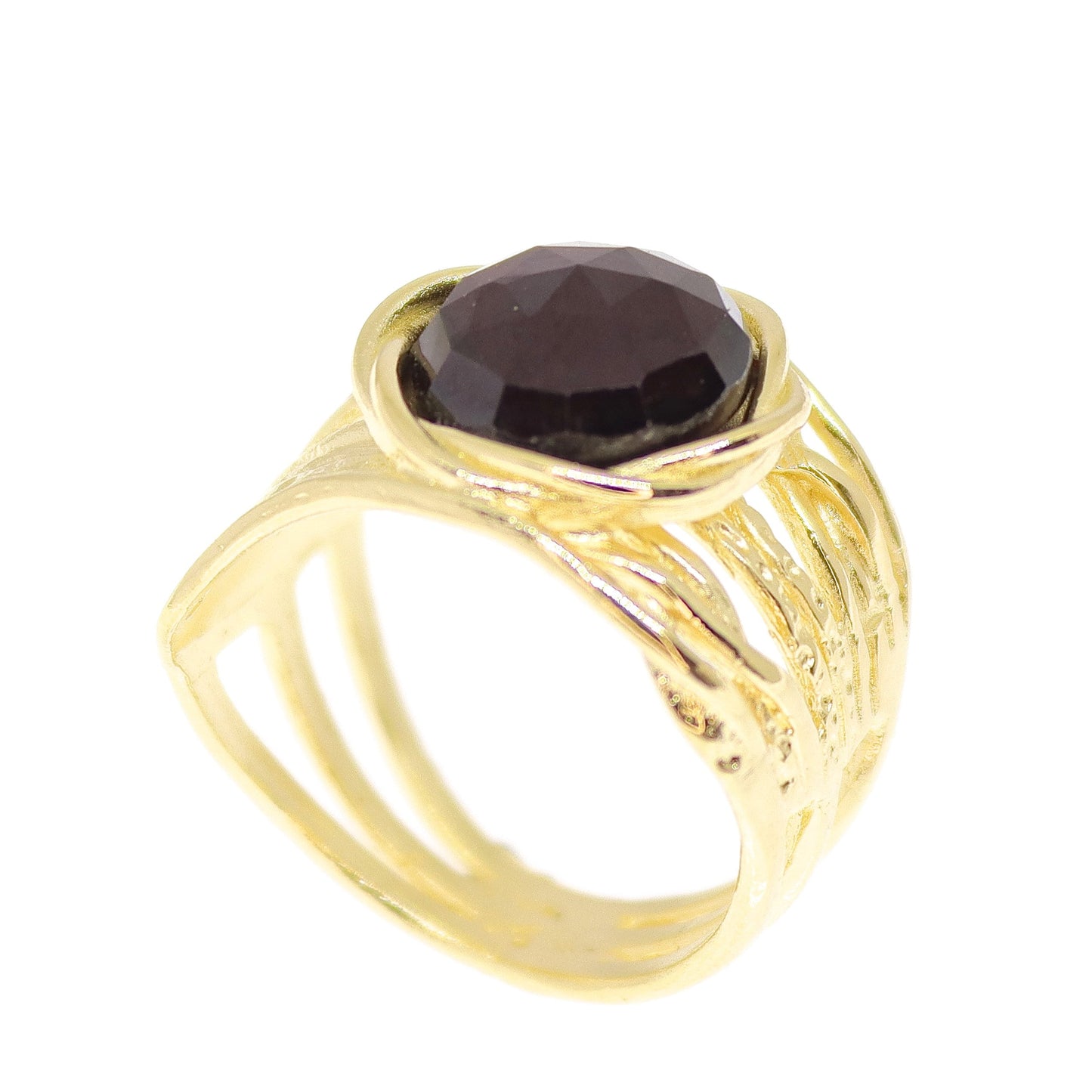 Big stone solid 14k gold ring, Bold wide chunky ring