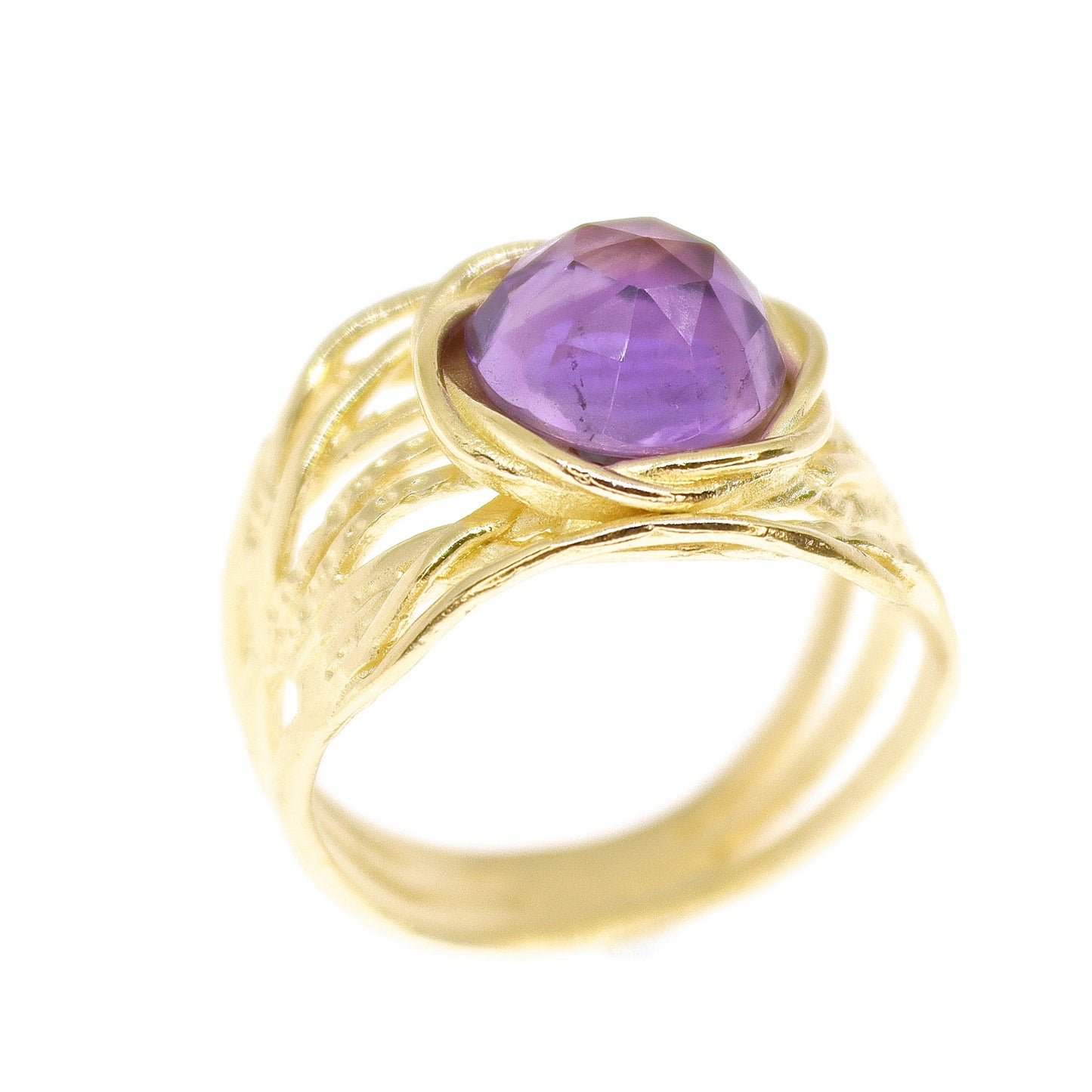 Big stone solid 14k gold ring, Bold wide chunky ring