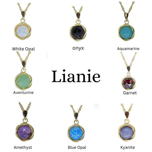 Gemstone 14k gold pendant necklace