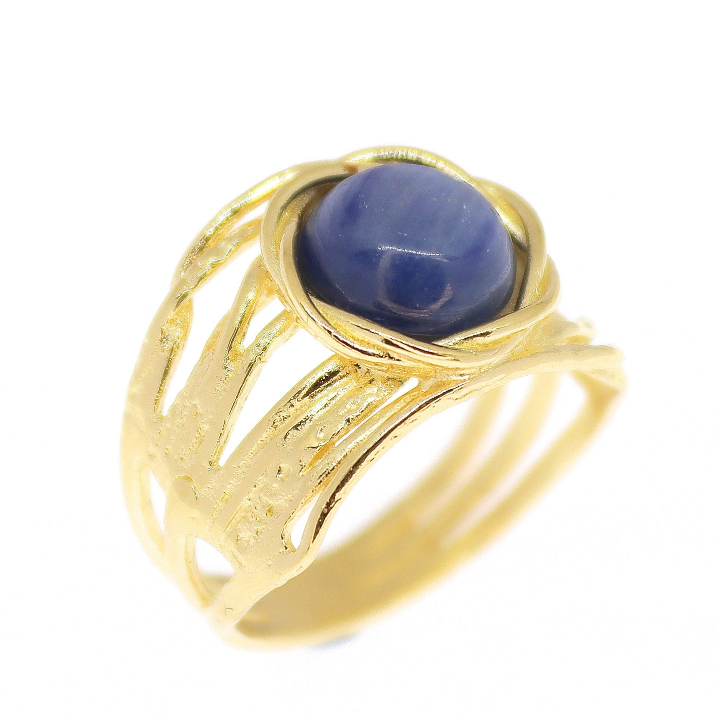 Big stone solid 14k gold ring, Bold wide chunky ring