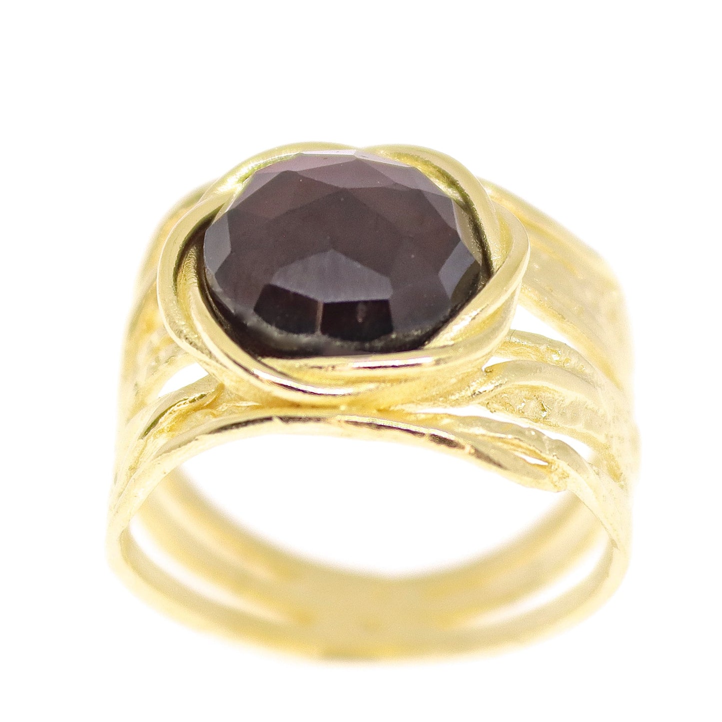 Big stone solid 14k gold ring, Bold wide chunky ring