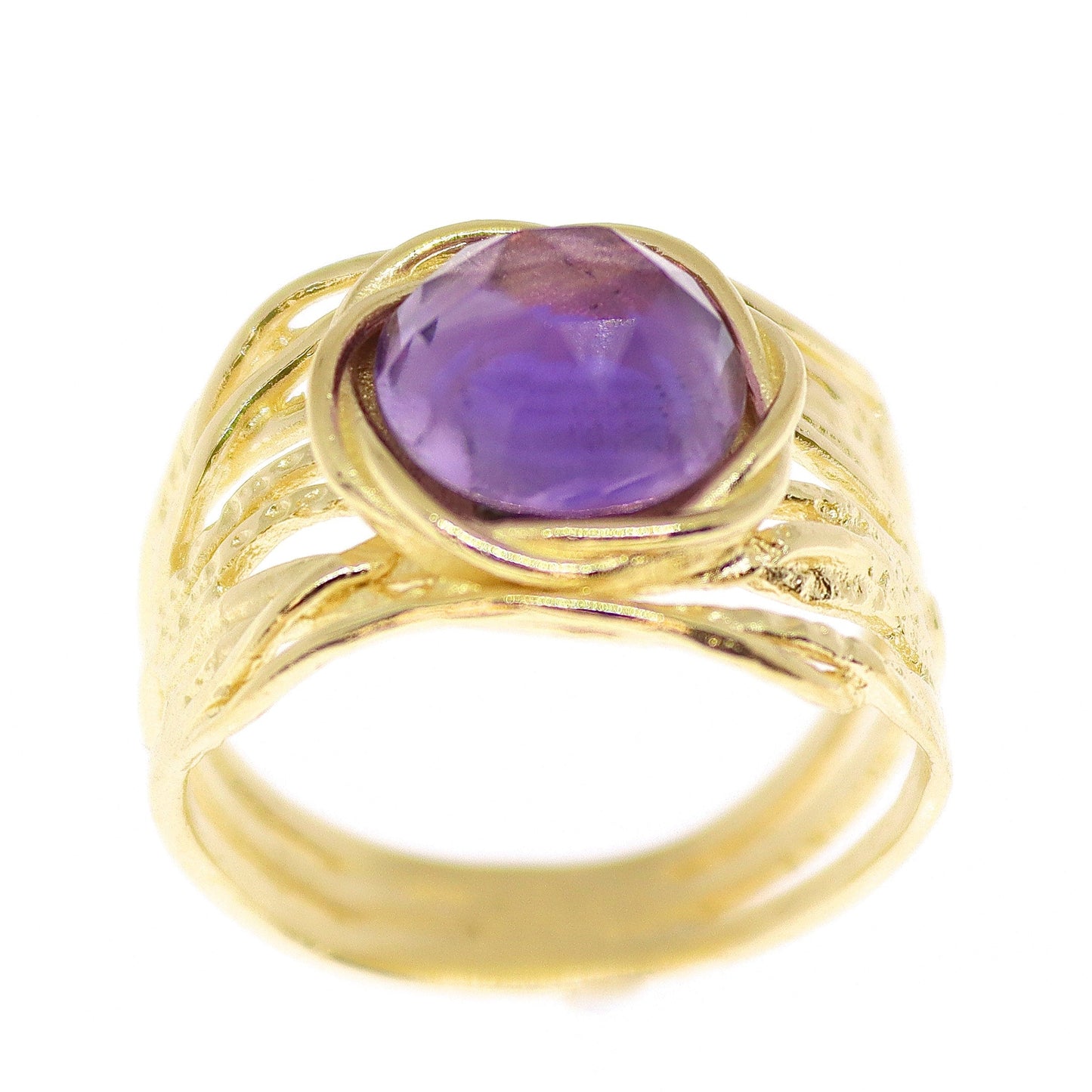 Big stone solid 14k gold ring, Bold wide chunky ring