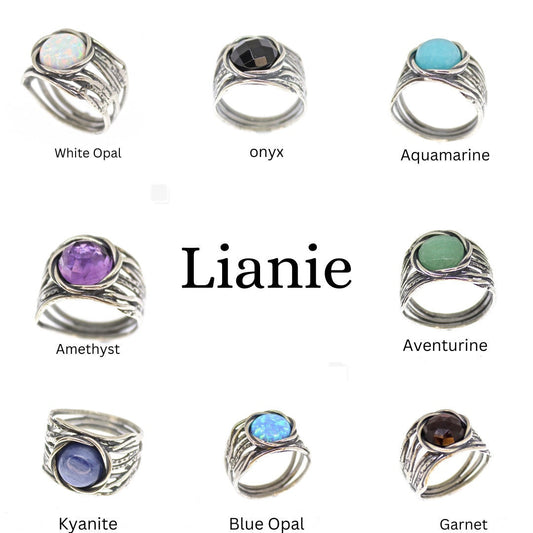 Gemstone ring, Big stone wide sterling silver 925 chunky ring