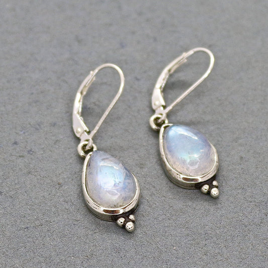 Moonstone teardrop sterling Silver dangle earring for woman