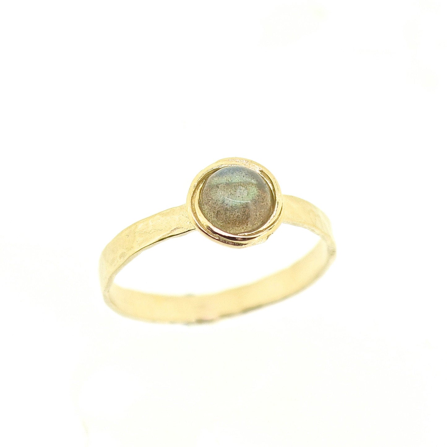 Turquoise gold ring, Solid 14k gold Turquoise ring band, Hammered gold ring