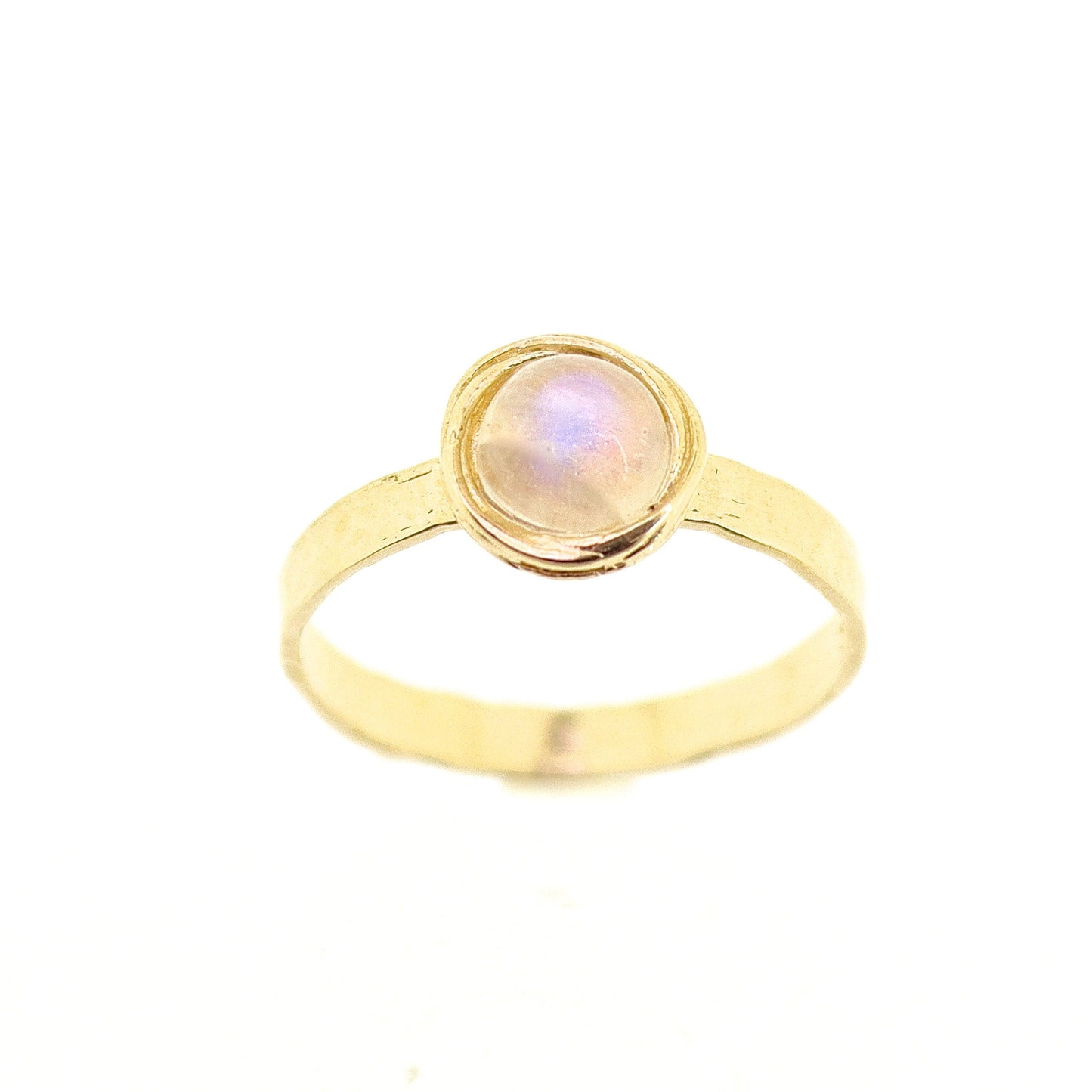 Garnet gold ring, Red stone solid 14k gold ring band, Hammered gold ring