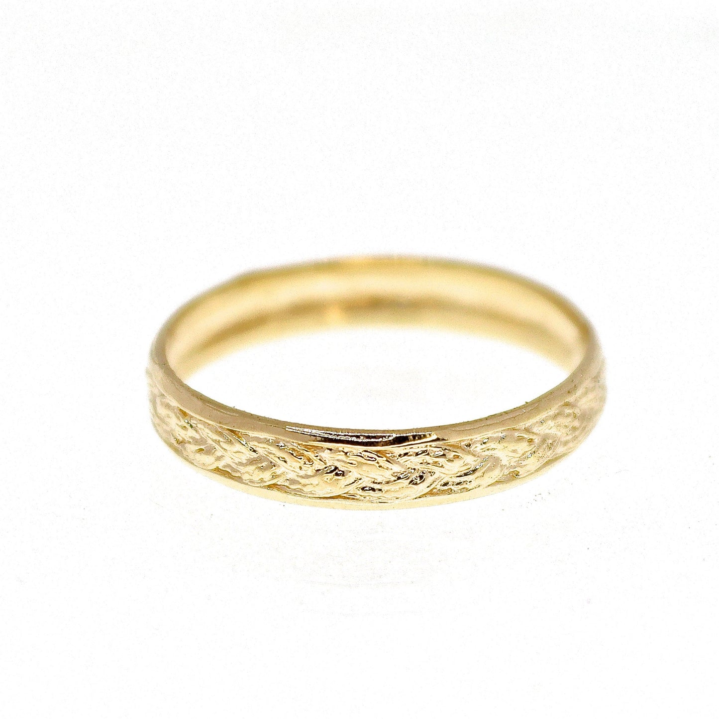 Solid 14k gold ring band, Pattern gold ring