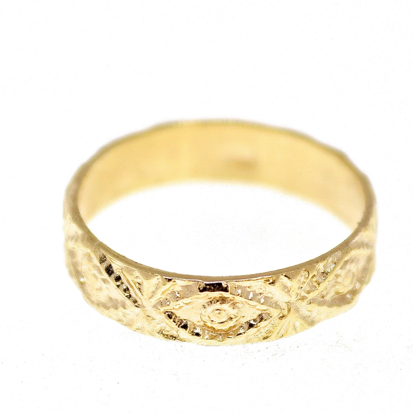 Solid 14k gold ring band, Pattern gold ring