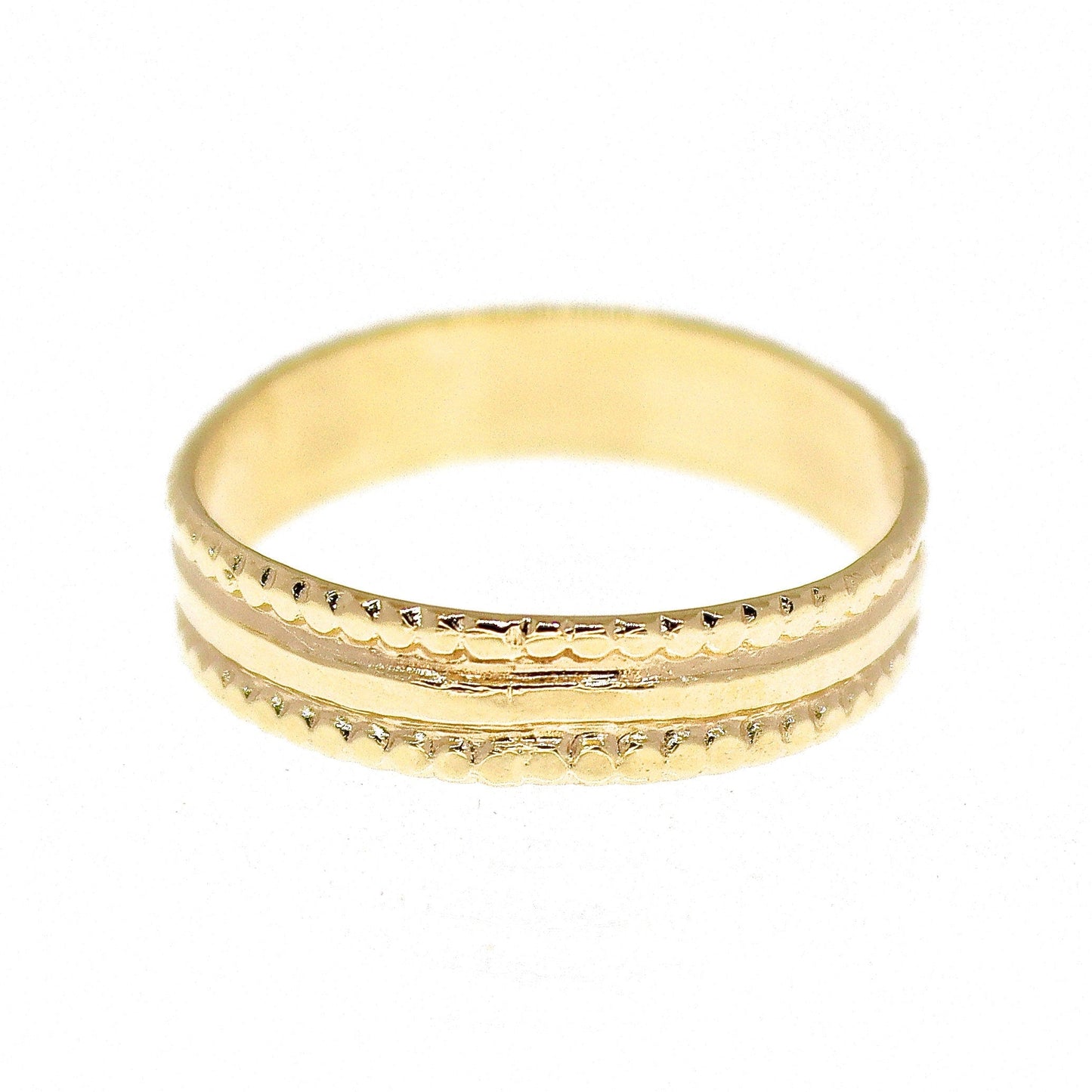 Solid 14k gold ring band, Pattern gold ring