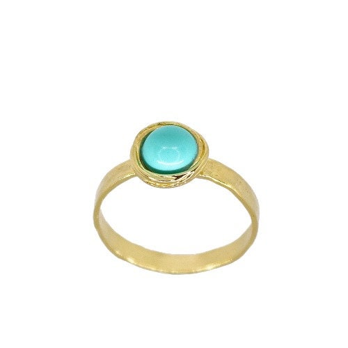 Moonstone gold ring, Solid 14k gold moonstone ring, Hammered gold ring