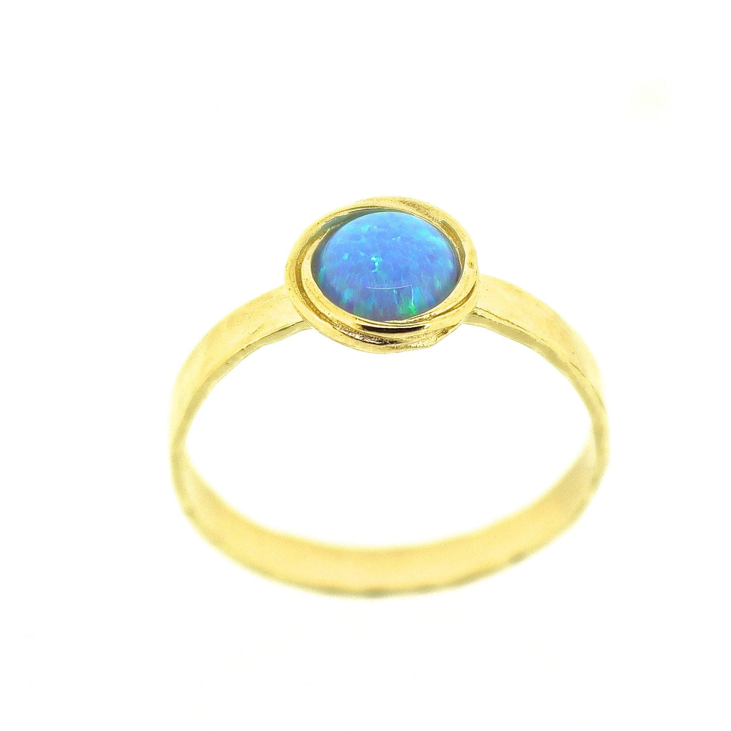 Moonstone gold ring, Solid 14k gold moonstone ring, Hammered gold ring