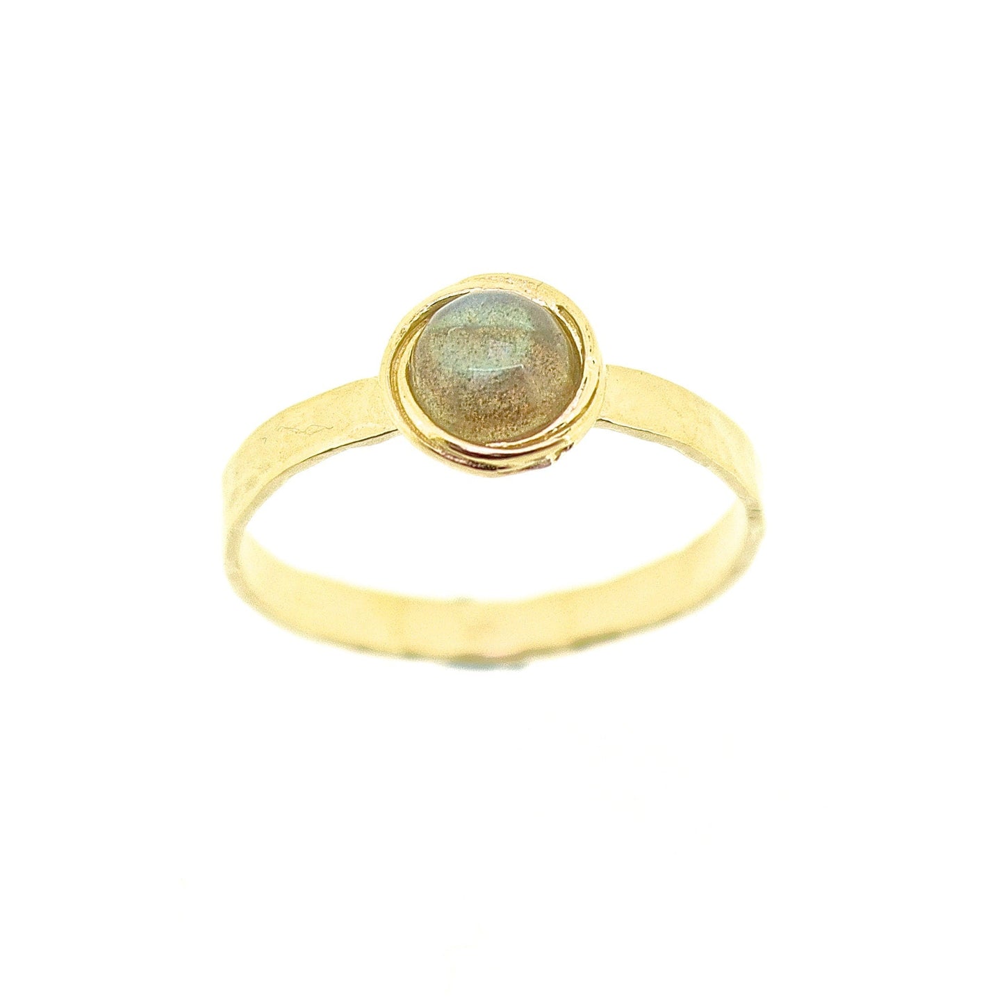 Moonstone gold ring, Solid 14k gold moonstone ring, Hammered gold ring