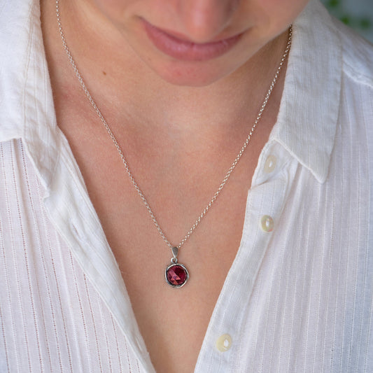 Garnet necklace sterling silver 925