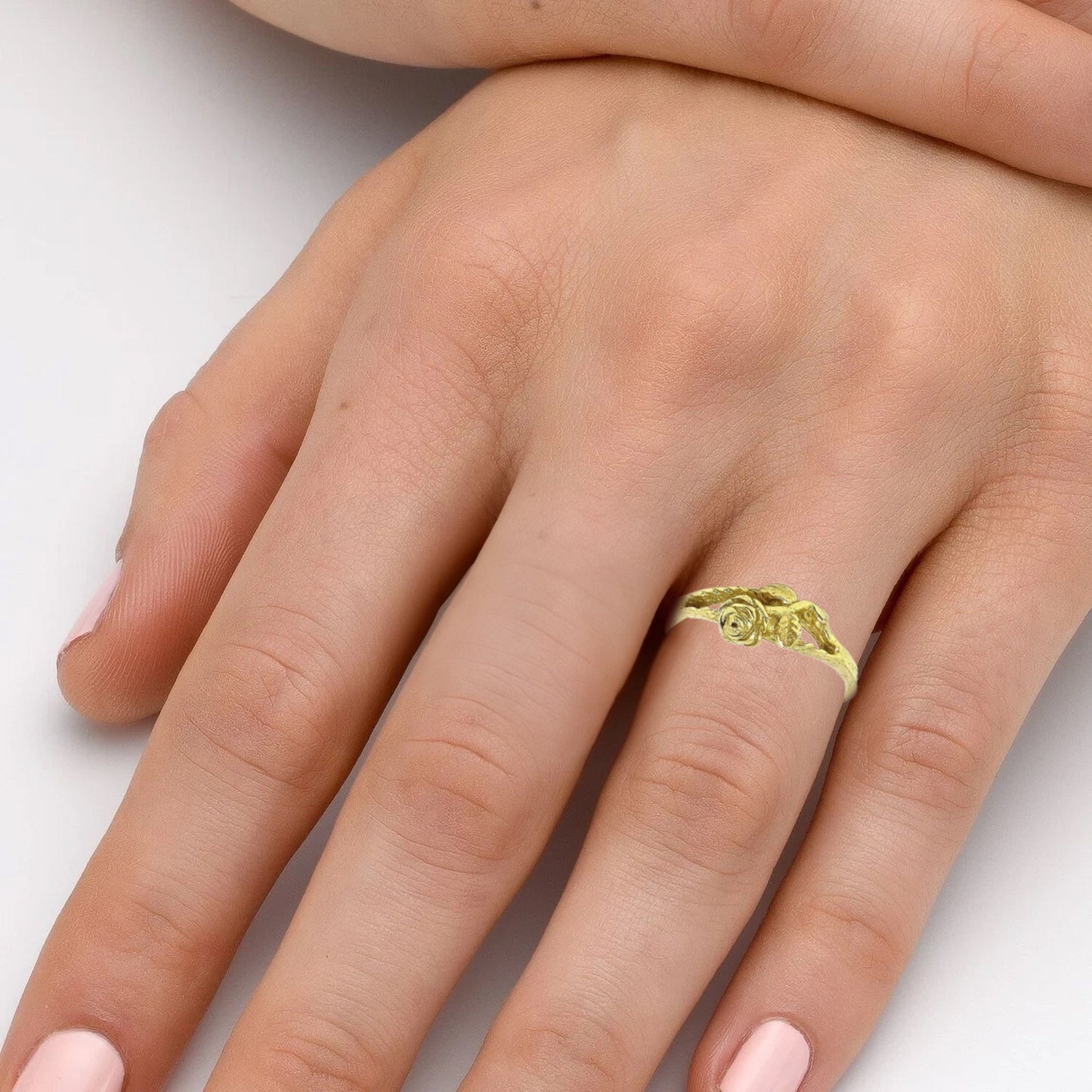 Rose solid 14k gold ring for Women