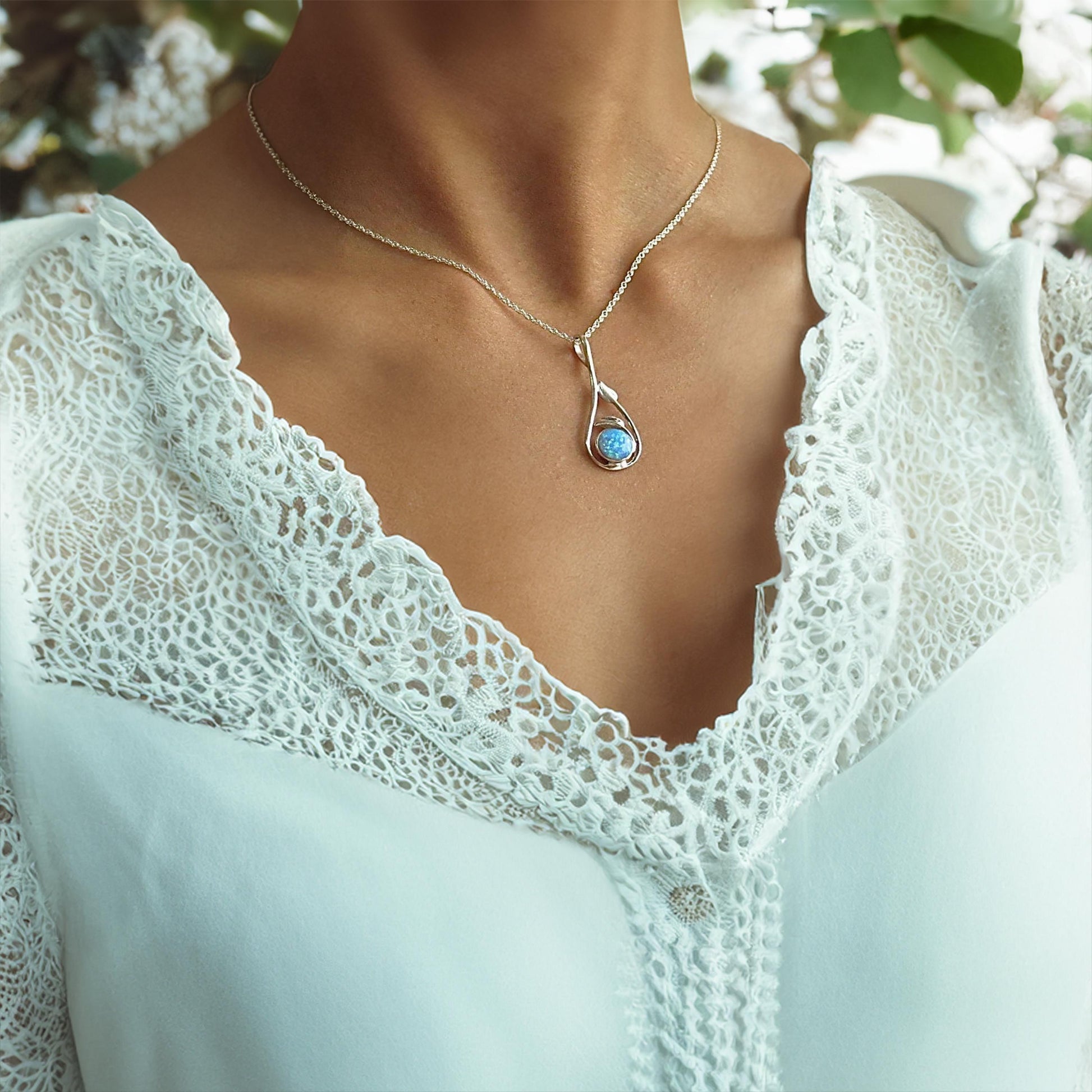 White Opal 14k solid gold necklace, Opal leaf Pendant