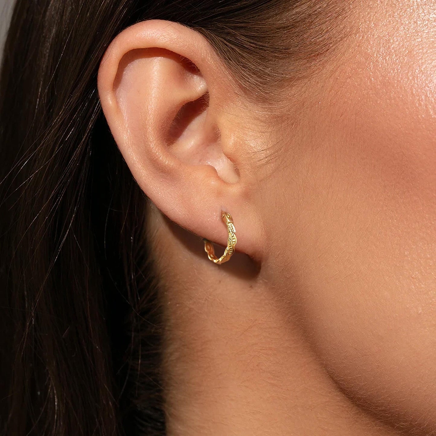 Solid 14k gold hoop earrings, Huggie 14k gold hoops