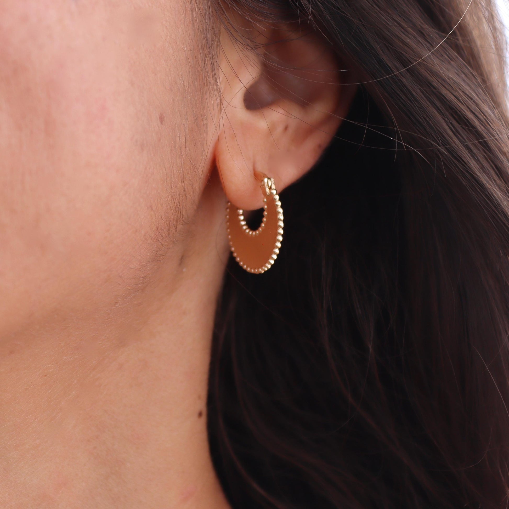 Solid 14k gold Crescent hoop earrings