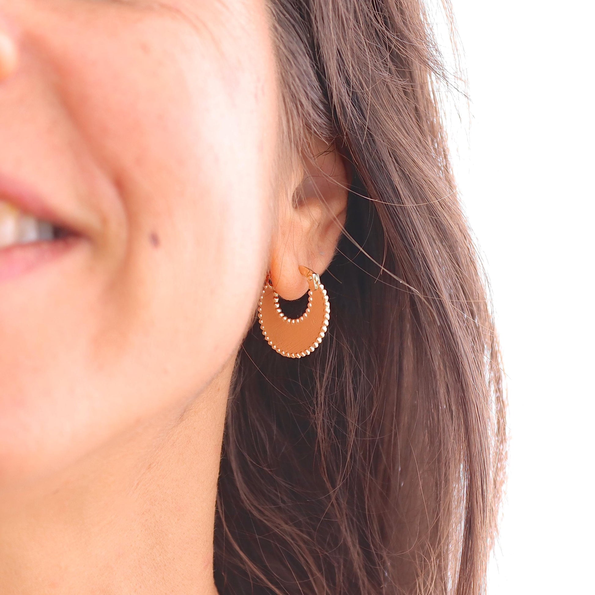 Solid 14k gold Crescent hoop earrings