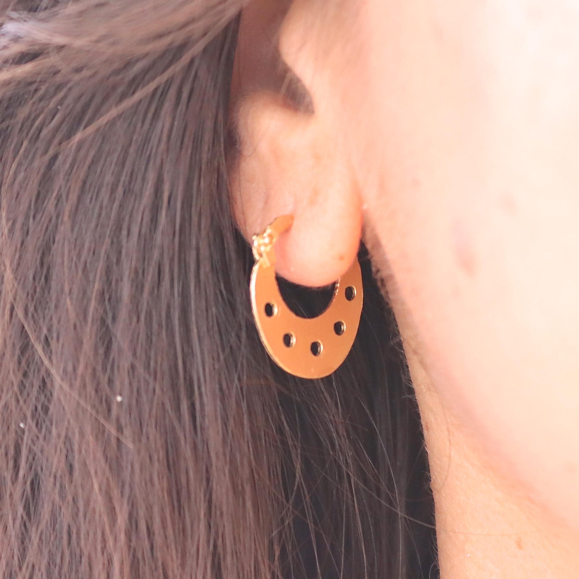 Solid 14k gold hoop earrings, Horseshoe jewelry
