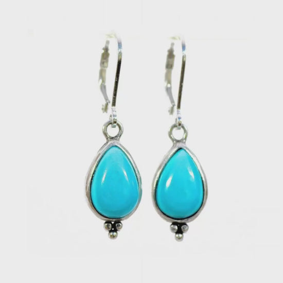 Turquoise Solid 14k gold teardrop dangle earrings