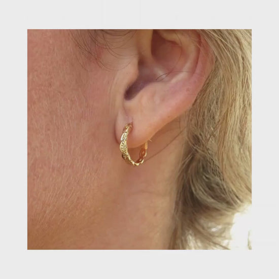 Solid 14k gold hoop earrings, Huggie 14k gold hoops